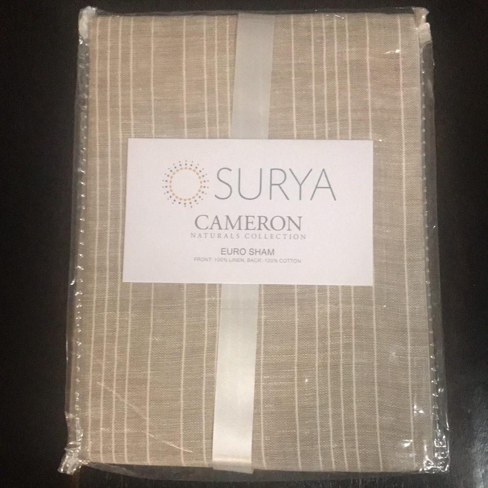 Surya Cameron euro sham Linen 26x26 New In Package